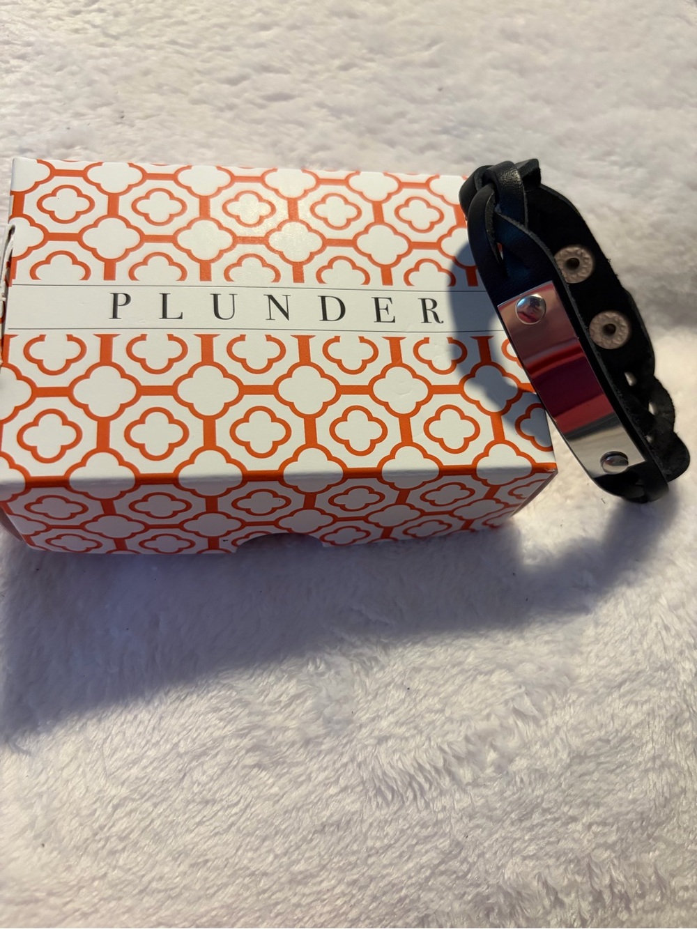 Plunder Black Suede Wrap Bracelet with Silver-Tone Bar - Picture 2 of 2
